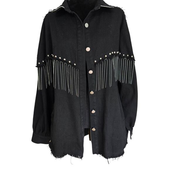 Chain Rivet Denium Jacket - Picture 1 of 7